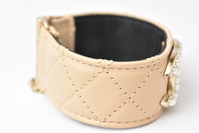 Chanel Matelasse Coco Mark Pearl Motif Bangle