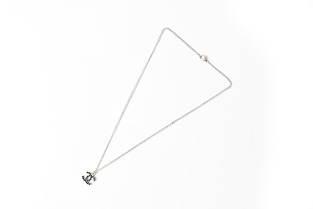 Chanel Necklace/Pendant, Metal, Rhinestone, Black/Silver, New