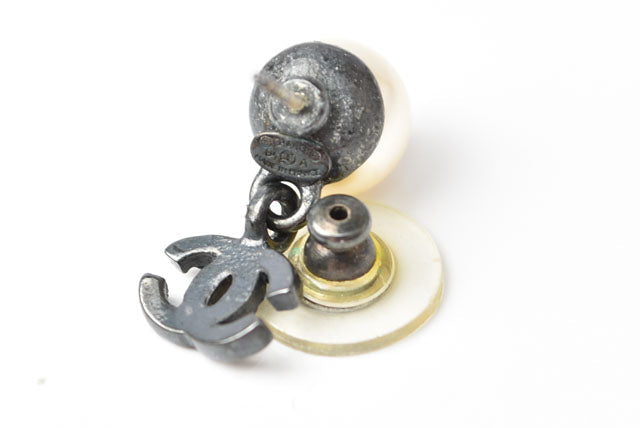 Chanel Metal Rhinestone Faux Pearl Earrings