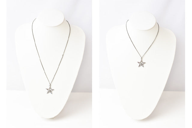 Chanel Necklace/Pendant Star Motif CC Chrome Silver Rhinestone