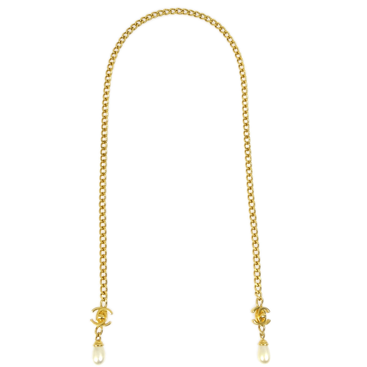 Chanel Artificial Pearl Turnlock Chain Necklace 97A