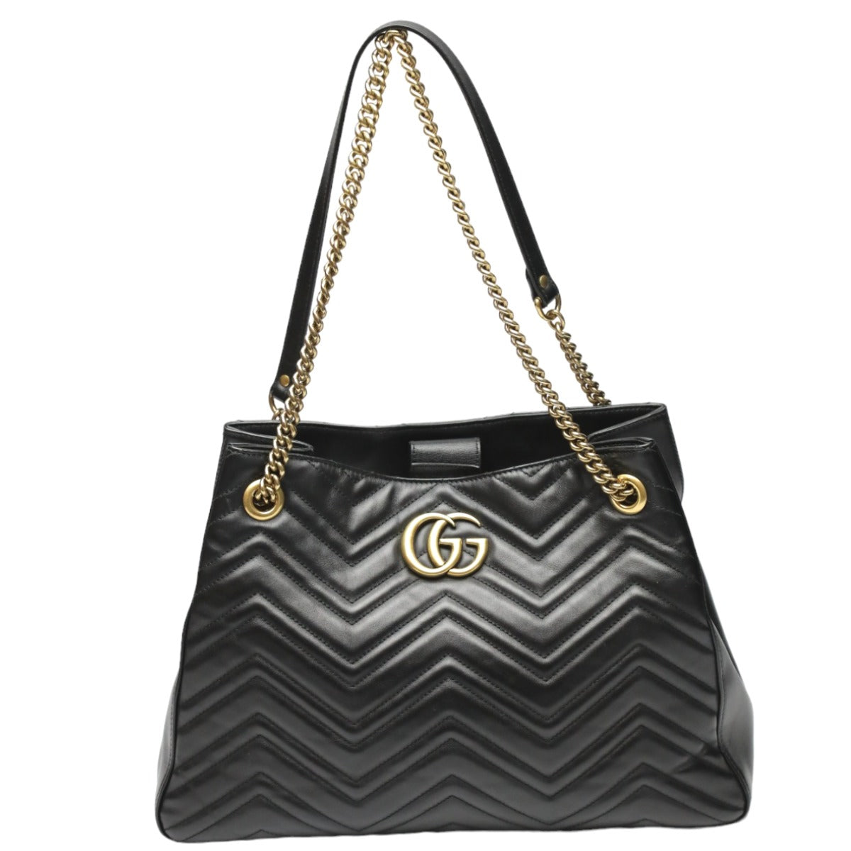 GUCCI Tote Bag 453569 leather black Tote bag leather GG Marmont unisex(Unisex) Used