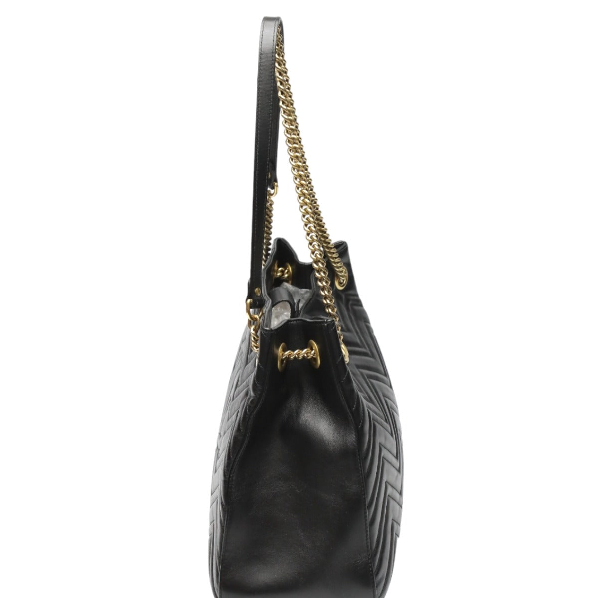 GUCCI Tote Bag 453569 leather black Tote bag leather GG Marmont unisex(Unisex) Used