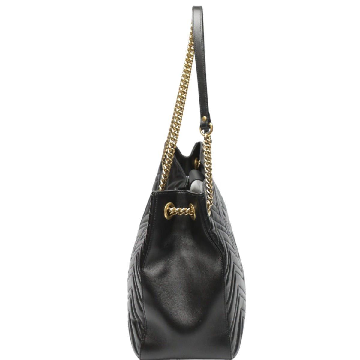 GUCCI Tote Bag 453569 leather black Tote bag leather GG Marmont unisex(Unisex) Used