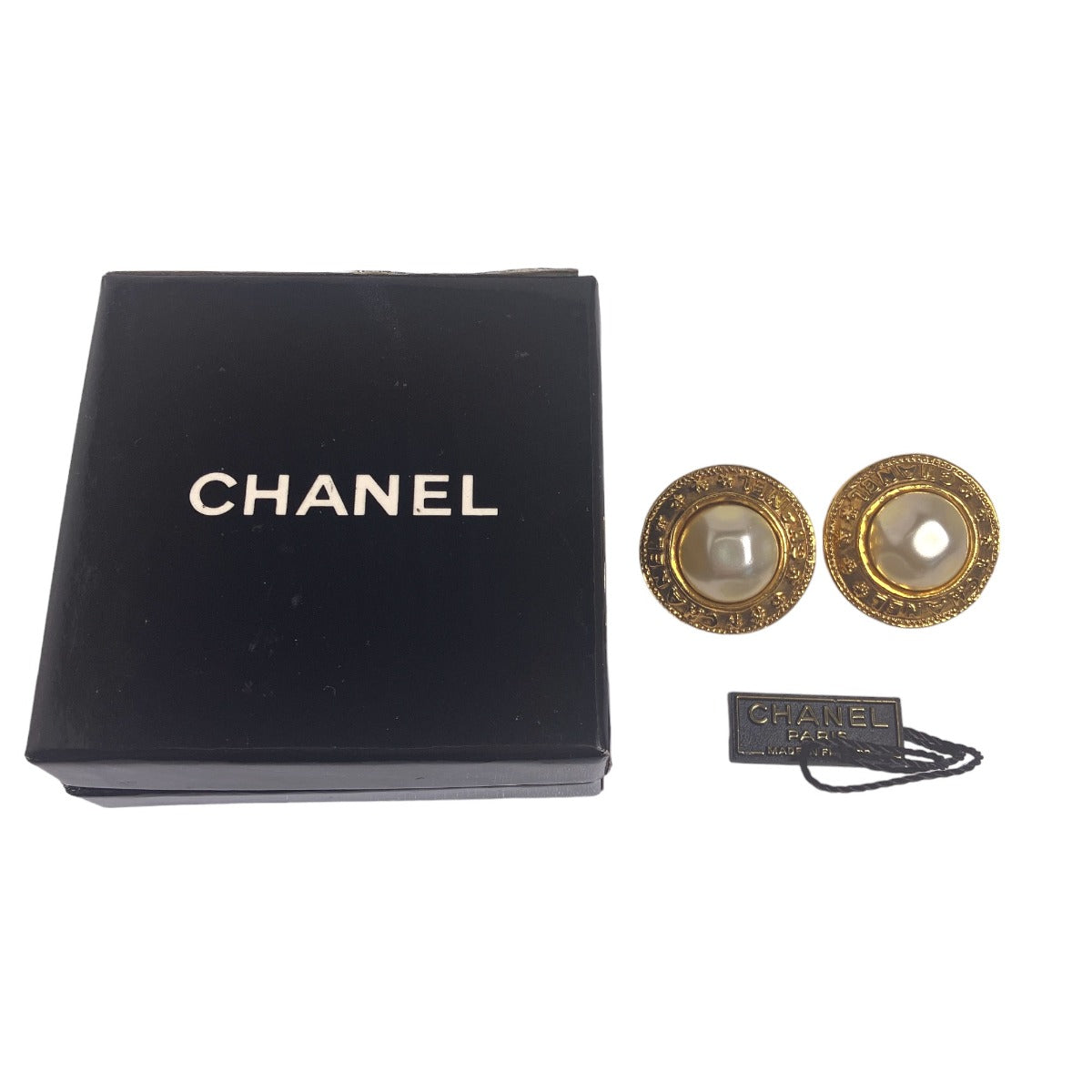 CHANEL Earring Gold Plated gold Fake pearl vintage Gold Plated Women Used