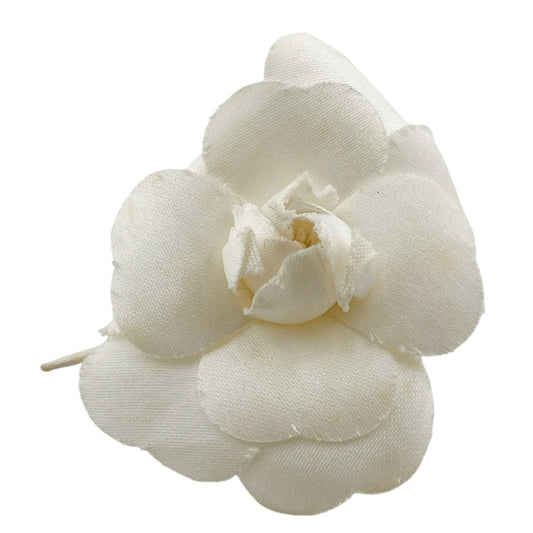 CHANEL Brooch cotton cotton white corsage Camelia Women Used
