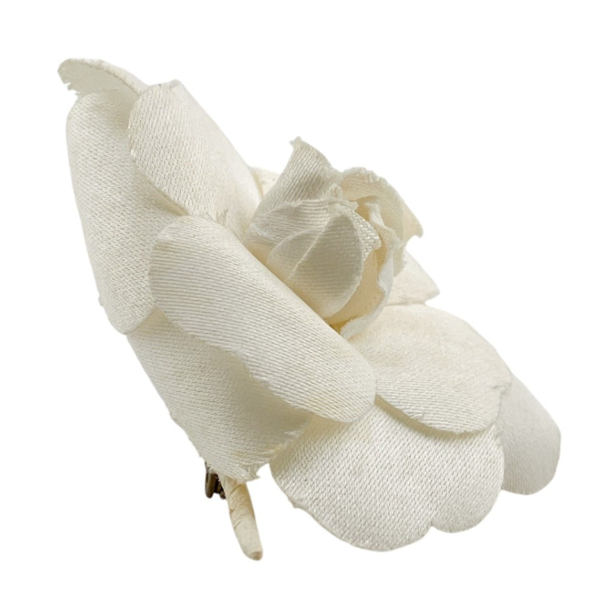 CHANEL Brooch cotton cotton white corsage Camelia Women Used