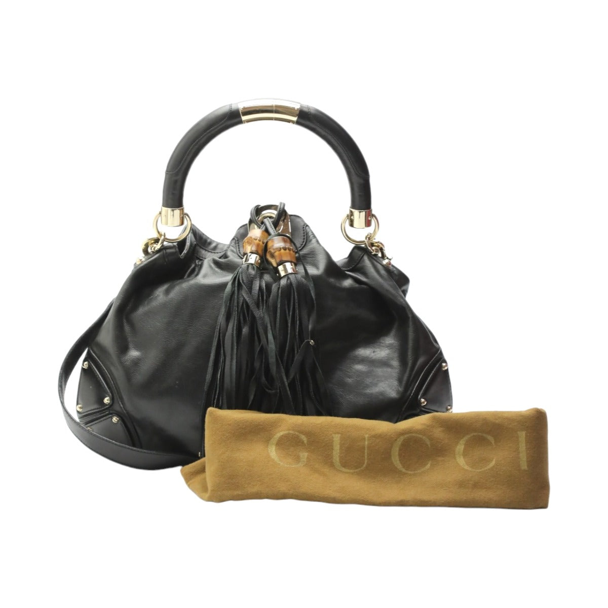 GUCCI Tote Bag 185566 leather black 2WAY bag leather Indy Women Used