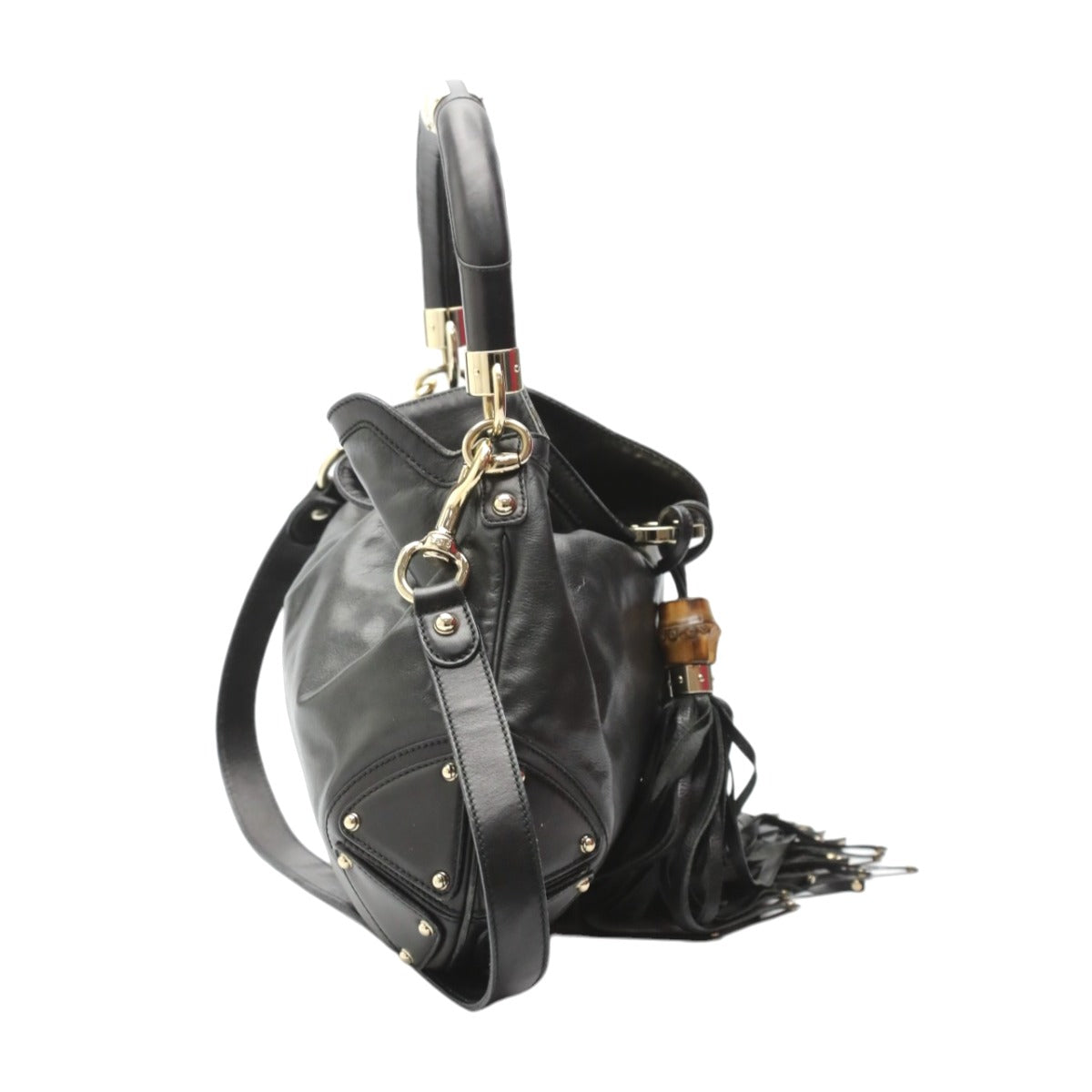 GUCCI Tote Bag 185566 leather black 2WAY bag leather Indy Women Used