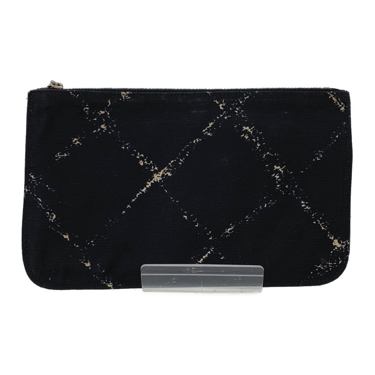 CHANEL Pouch BLK Nylon Plaid