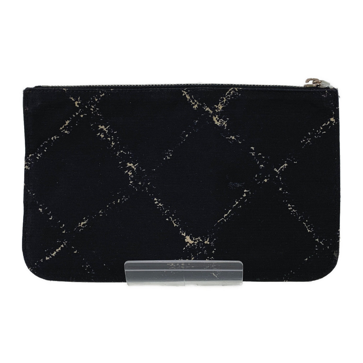 CHANEL Pouch BLK Nylon Plaid
