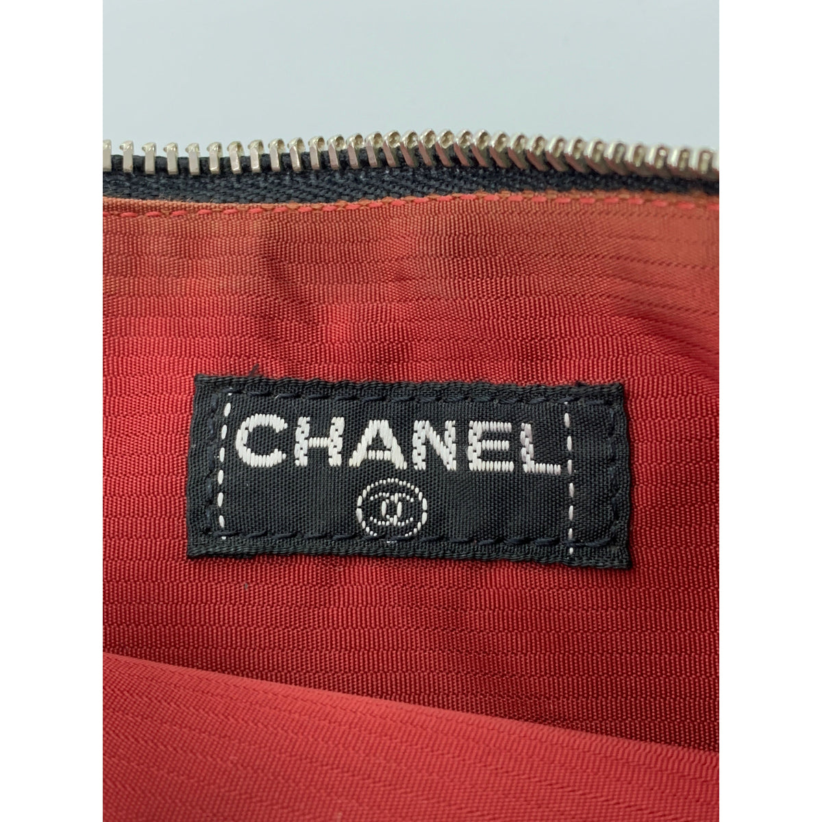 CHANEL Pouch BLK Nylon Plaid