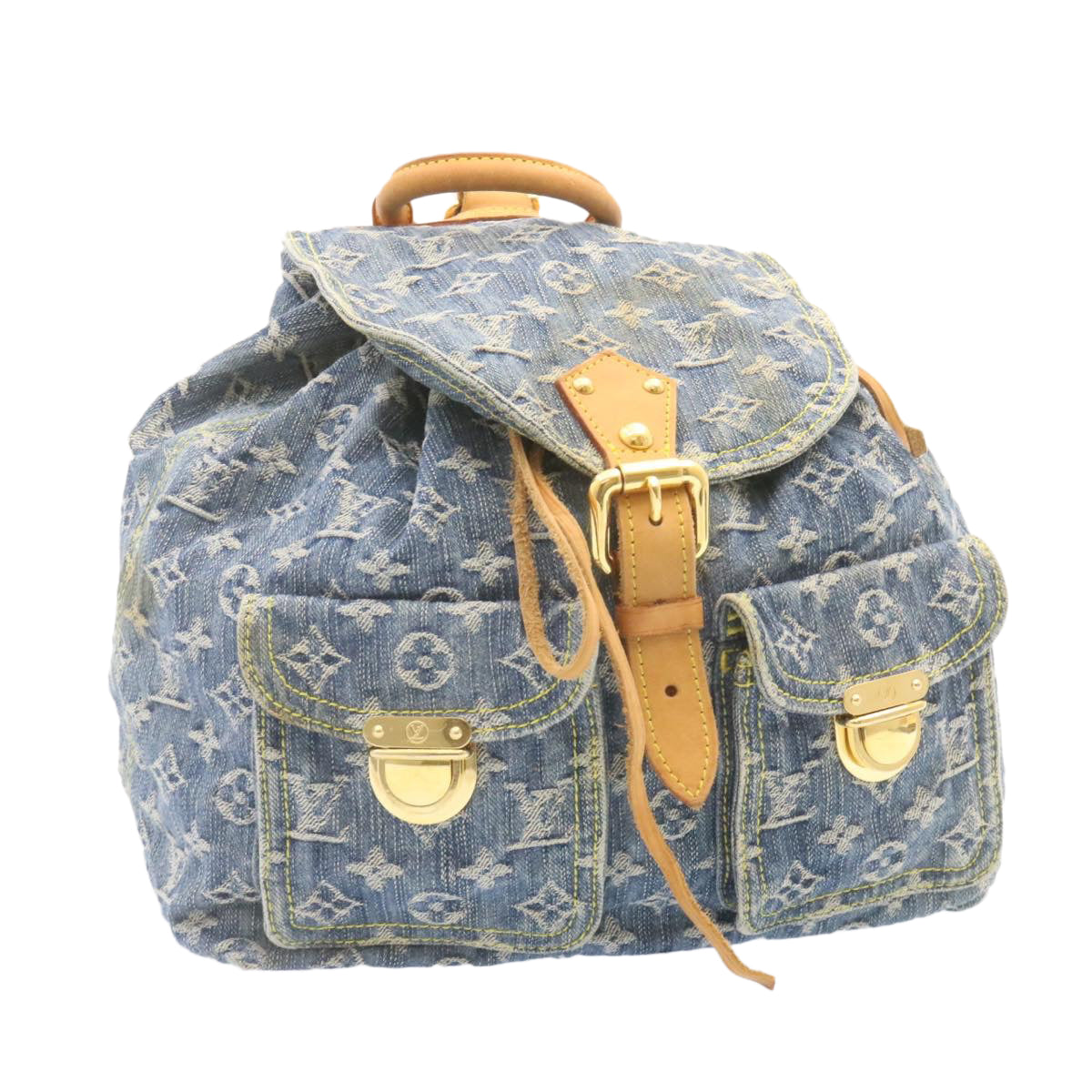 LOUIS VUITTON Monogram Denim Sac a Dos GM Backpack Blue M95056 LV  23405