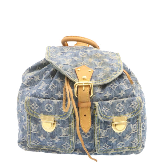 LOUIS VUITTON Monogram Denim Sac a Dos GM Backpack Blue M95056 LV  23405