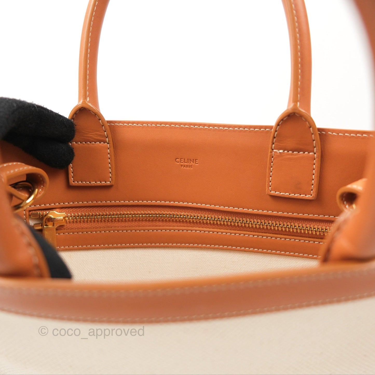 Celine Small Vertical Cabas Tote With Celine Print Natural/Tan