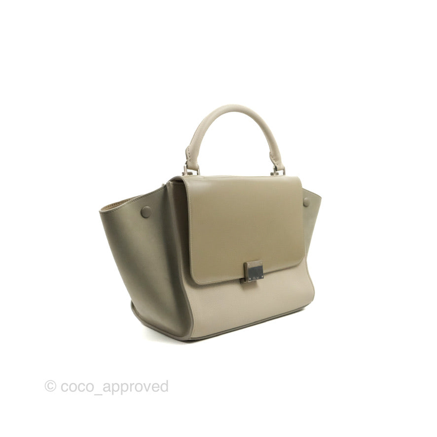 Celine Small Sleek Trapeze Beige Calfskin/Patent