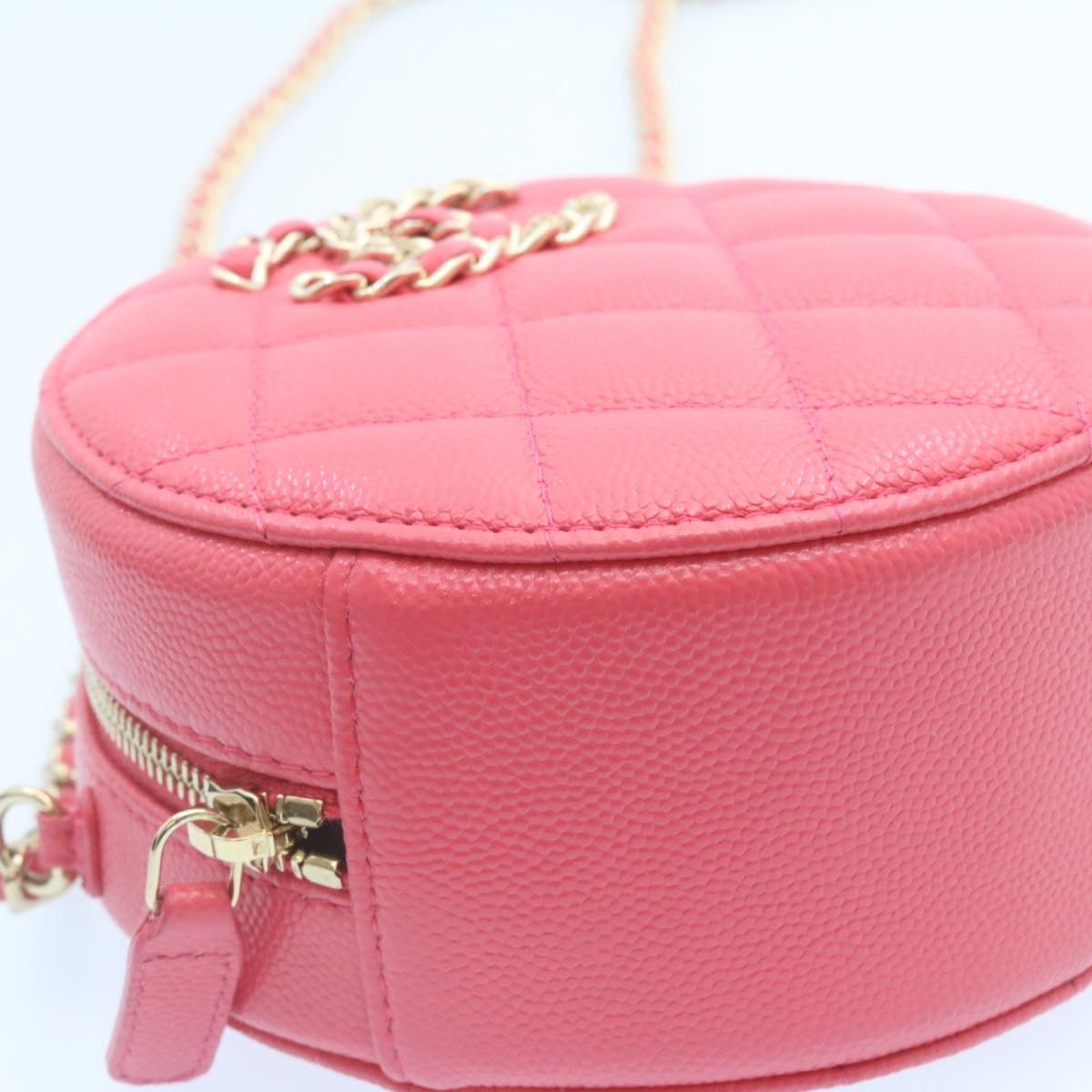 Top Quality Chanel Matelasse Caviar Skin Chain Shoulder Bag Pink CC Auth 23651A