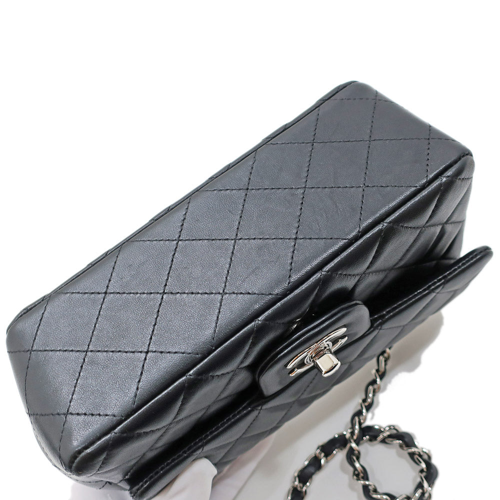 CHANEL Mini Flap Bag 20  Black Silver G  SV Chainsholder Bag Coco Black  A69900