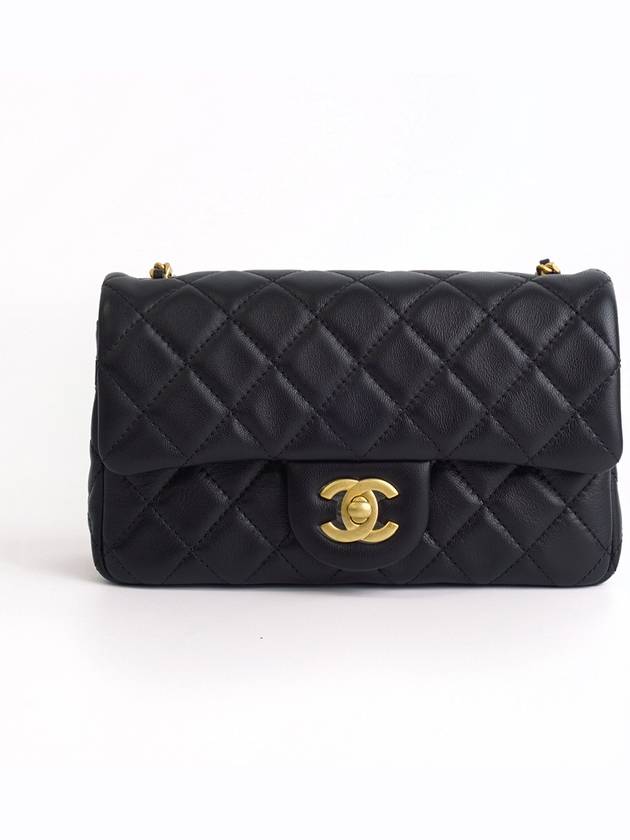 Classic New Mini Gold Ball Flap Lambskin Gold Metal Cross Bag Black Chanel