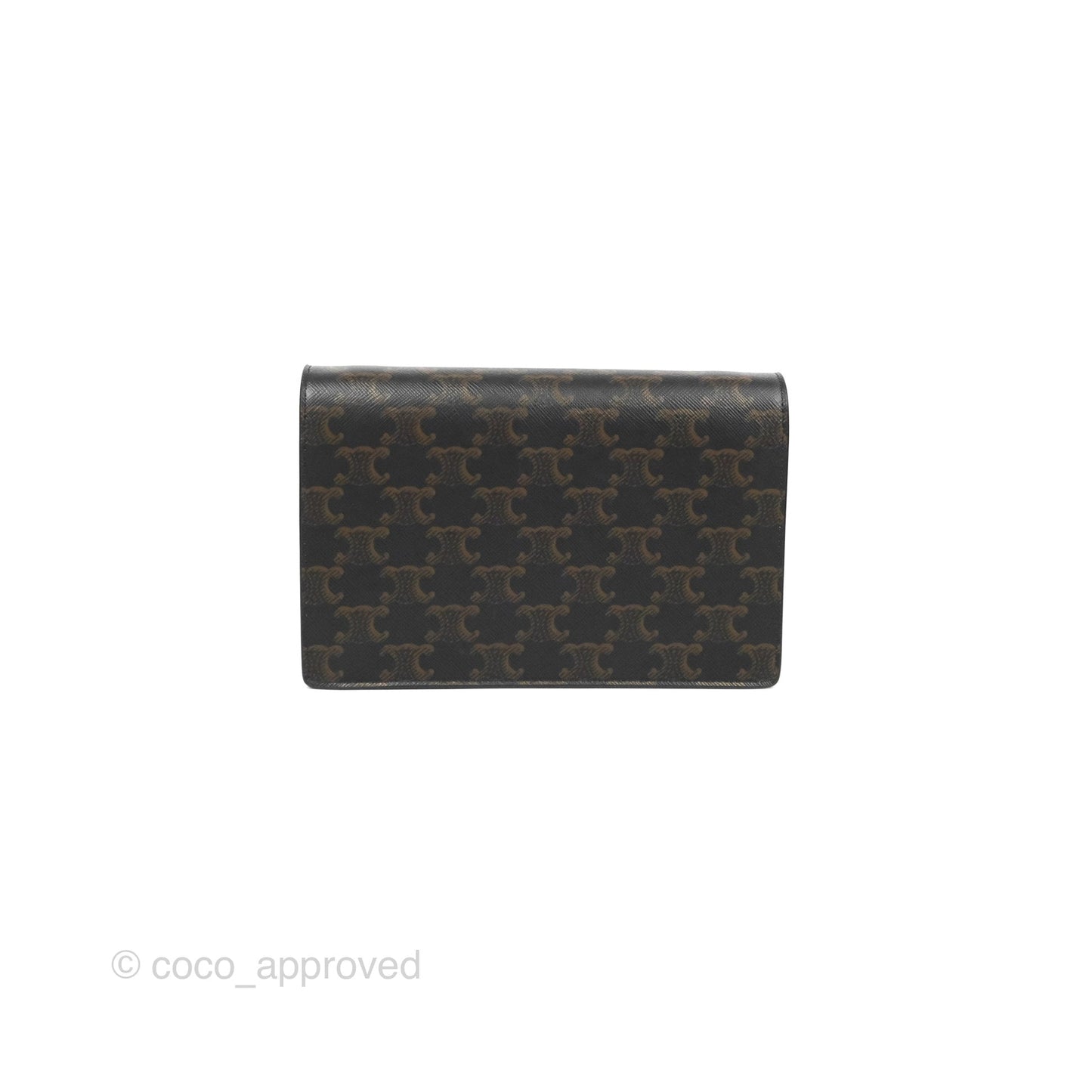 Celine Wallet On Strap Triomphe Canvas Tan Lambskin