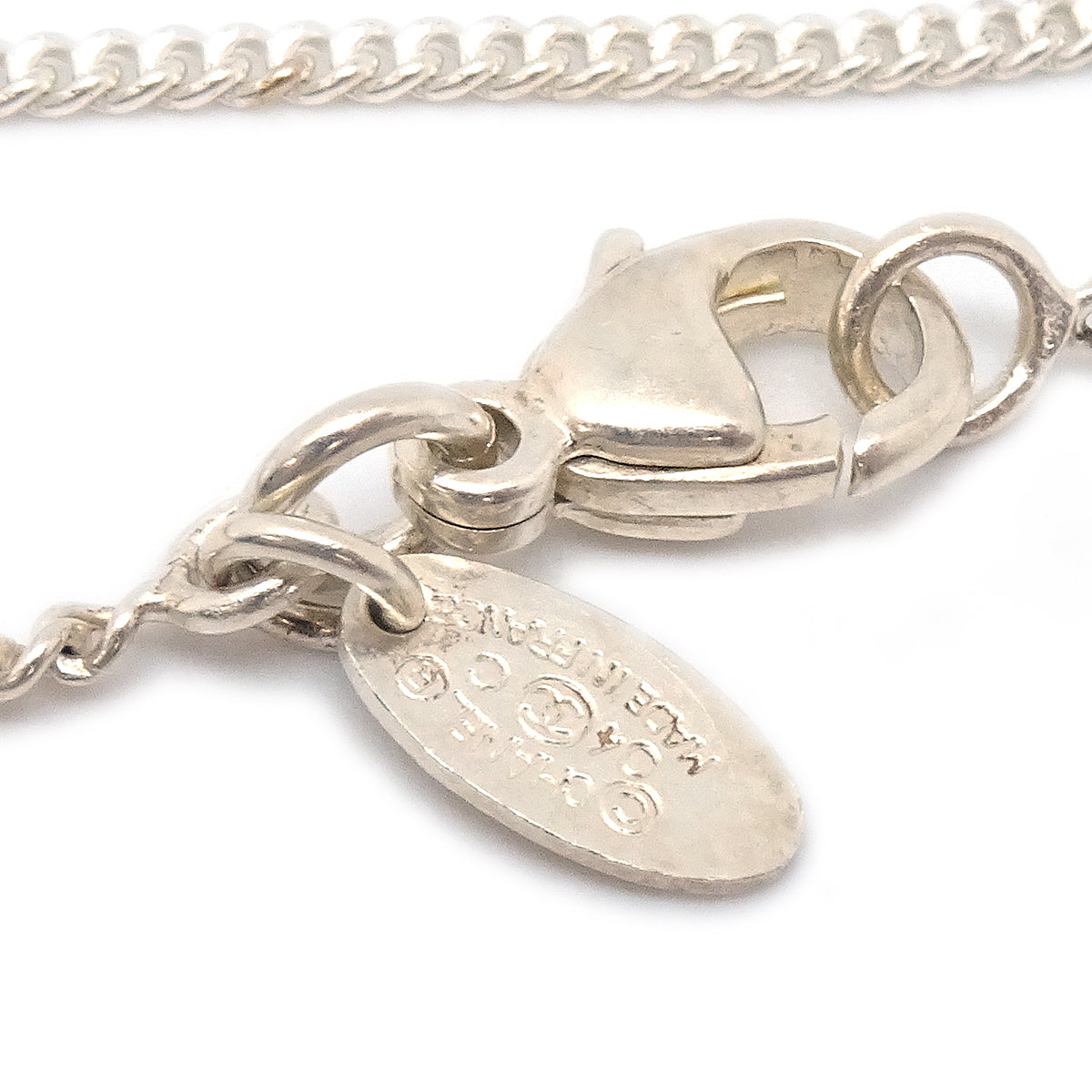 Chanel 2004 CC Silver Chain Necklace Pink