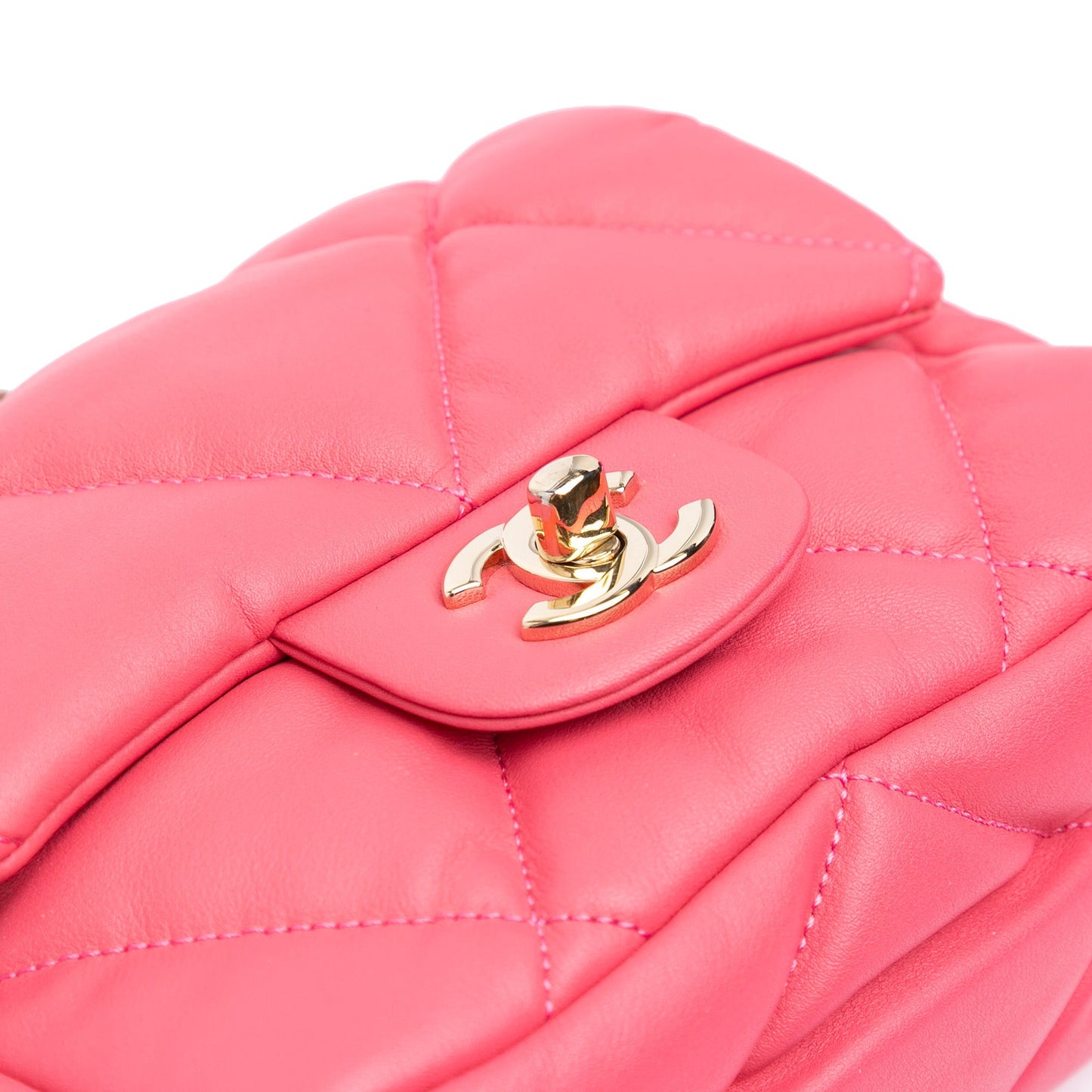 Pink Chanel Mini Quilted Calfskin Bubbly Flap Crossbody Bag