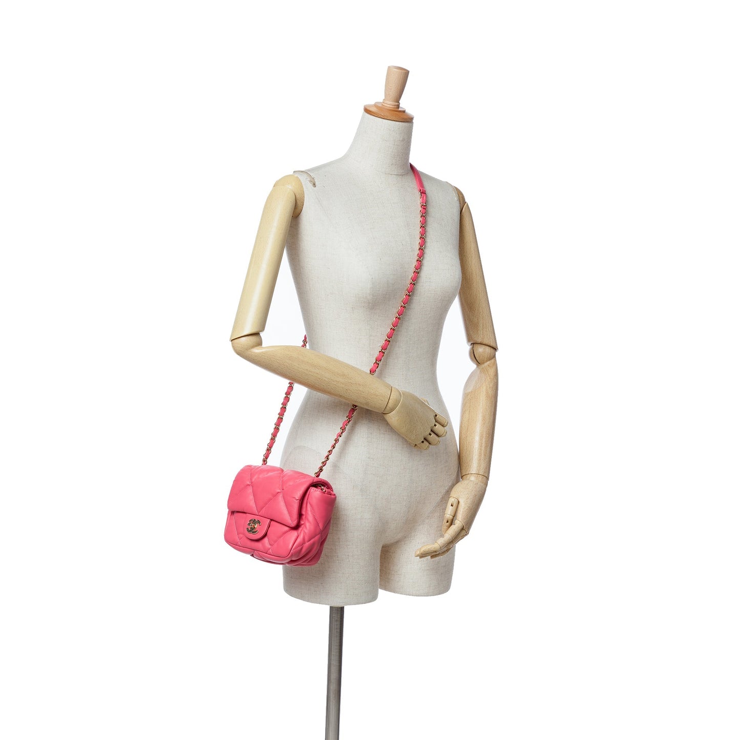 Pink Chanel Mini Quilted Calfskin Bubbly Flap Crossbody Bag