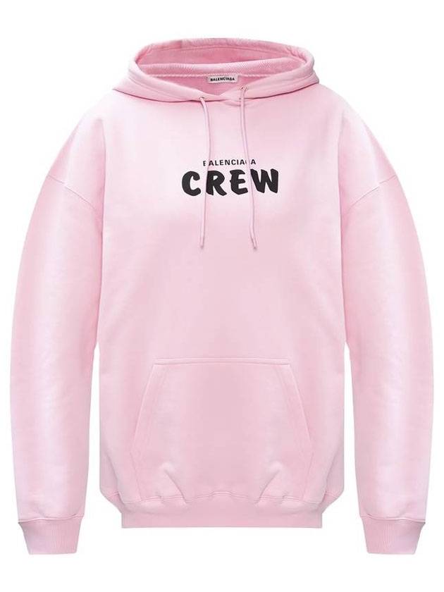 Luxury Balenciaga  Crew Logo Print Oversized Hoodie Pink