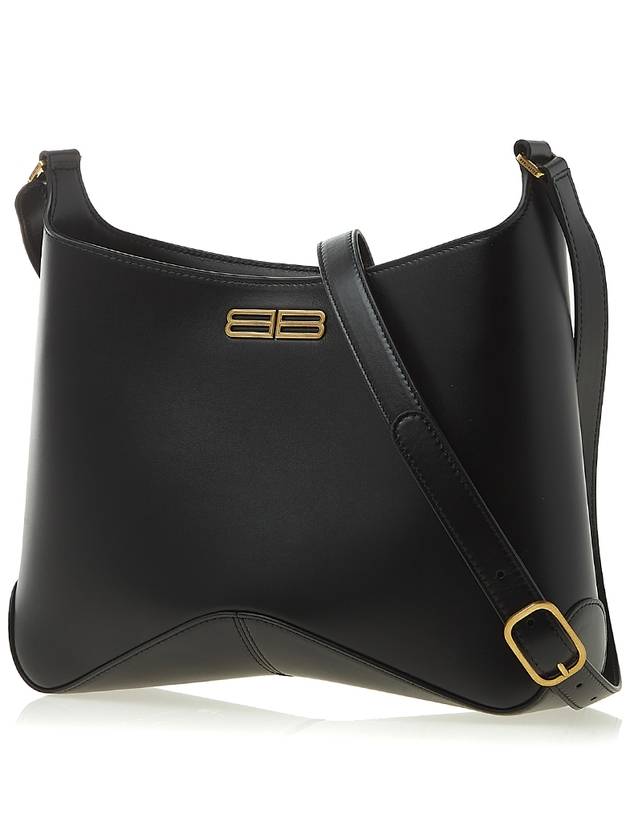 Luxury Balenciaga  Double B Logo Medium Hobo Shoulder Bag Black