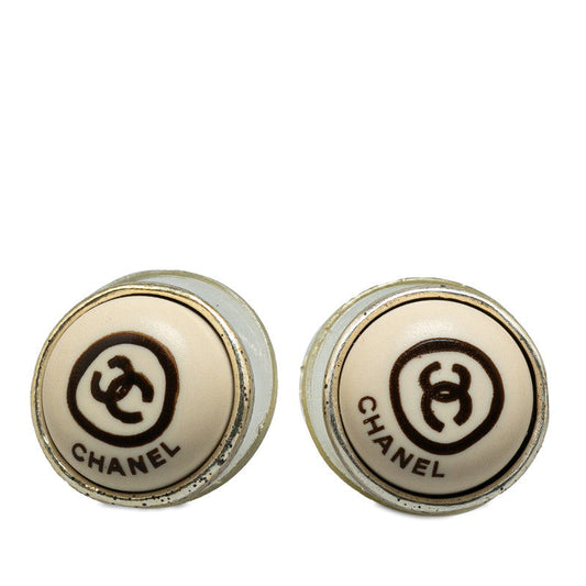 Chanel Coco Stud Earrings Ivory White   Chanel