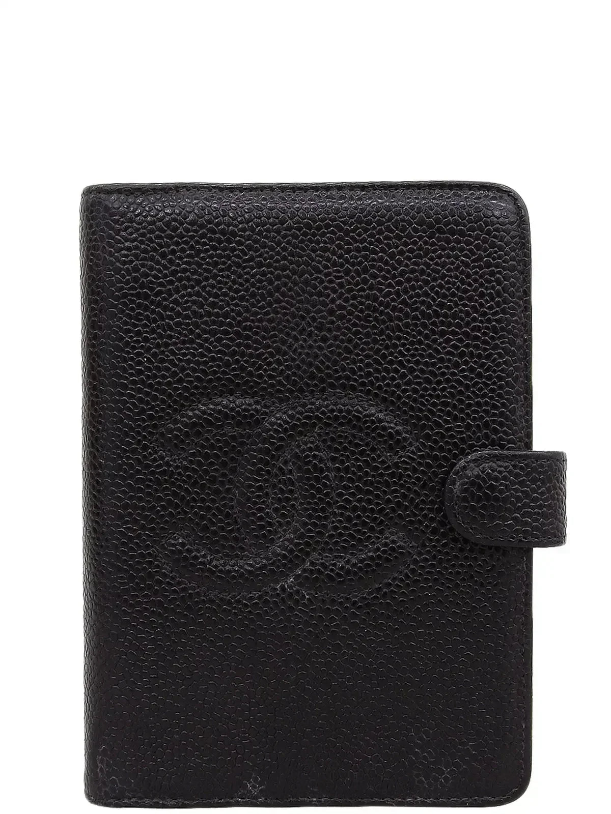CHANEL Around 2001 Made Caviar Skin Cc Mark Stitch Agenda Black