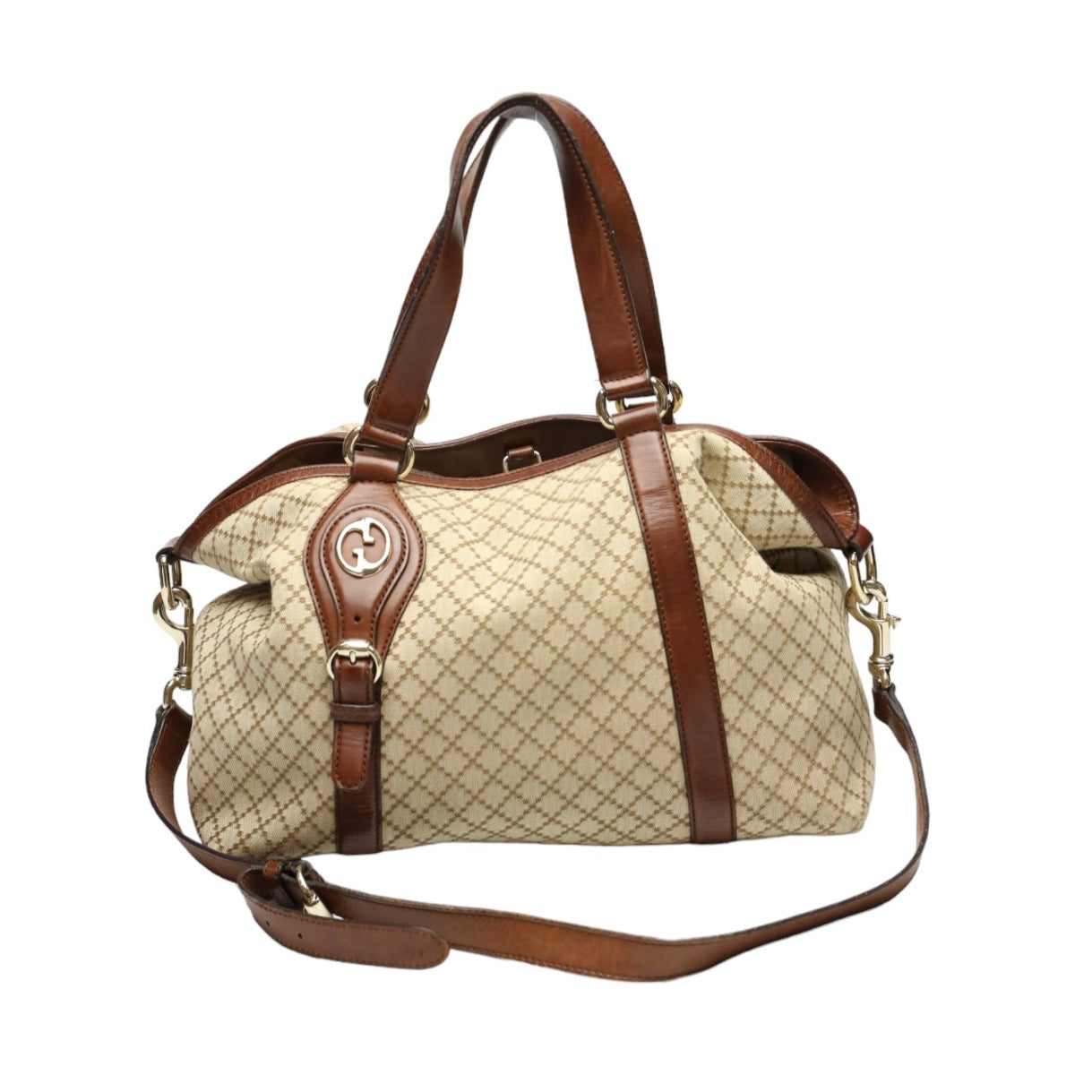 GUCCI Tote Bag 282346 canvas Antique brown 2WAYShoulder Bag Diamante Women Used