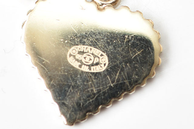 Chanel Swing Earrings CC Mark Heart Motif Pink Gold