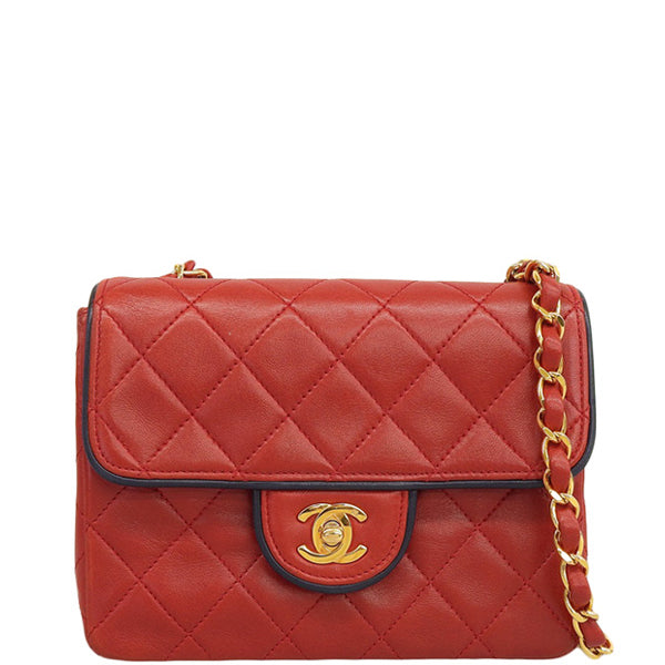 Chanel Around 1990 Made Bicolor Straight Flap Chain Bag Mini Red/Navy