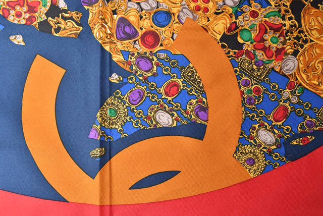 Chanel Silk Scarf World Map Jewel Motif