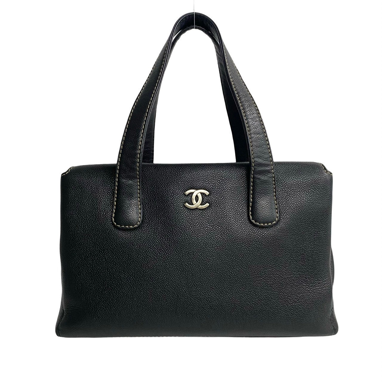 CHANEL Tote Bag leather black Caviar skin
