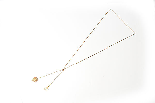 Chanel Necklace/Pendant Long CC Heart Rhinestone Gold