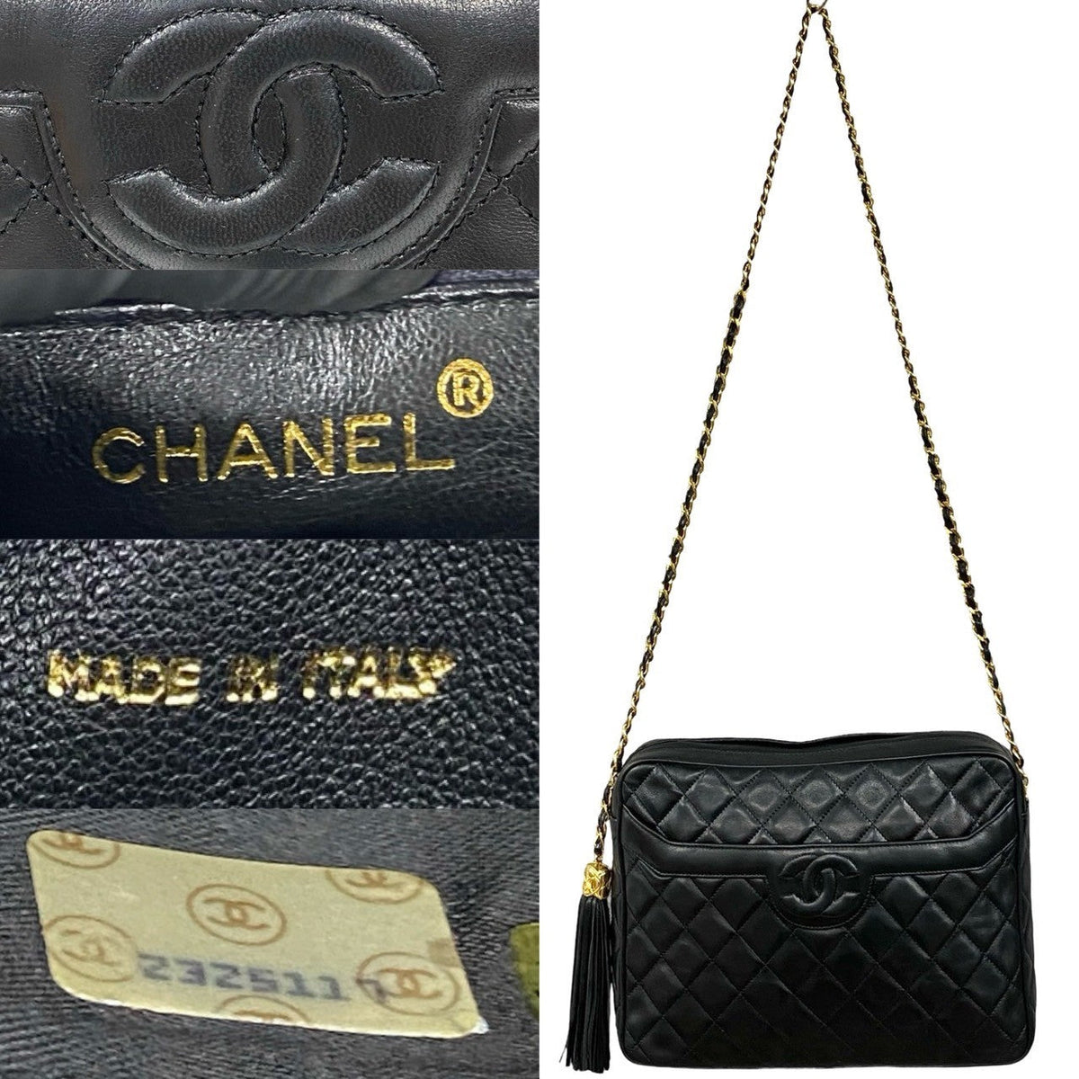 CHANEL Shoulder Bag lambskin black Matrasse
