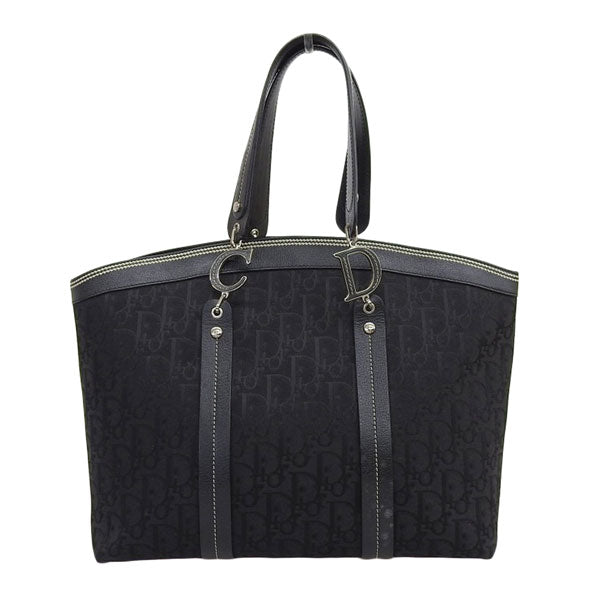 DIOR Trotter Pattern Flower Line Tote Bag Black
