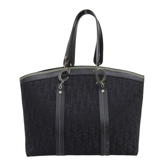 DIOR Trotter Pattern Flower Line Tote Bag Black