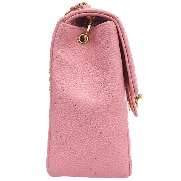Chanel Around 2004 Made Caviar Skin Classic Flap Chain Mini Bag Pink