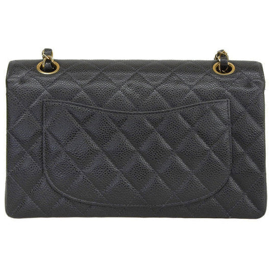 Chanel Around 2003 Made Caviar Skin Classic Flap Chain Bag 23Cm Black