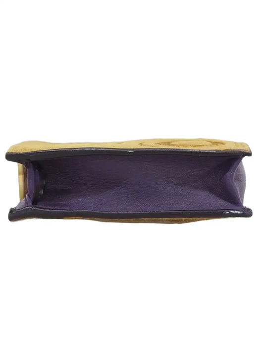 CHANEL Around 2000 Made Unborn Calf Embossed Cc Mark Charm Coin Case Beige/Purple