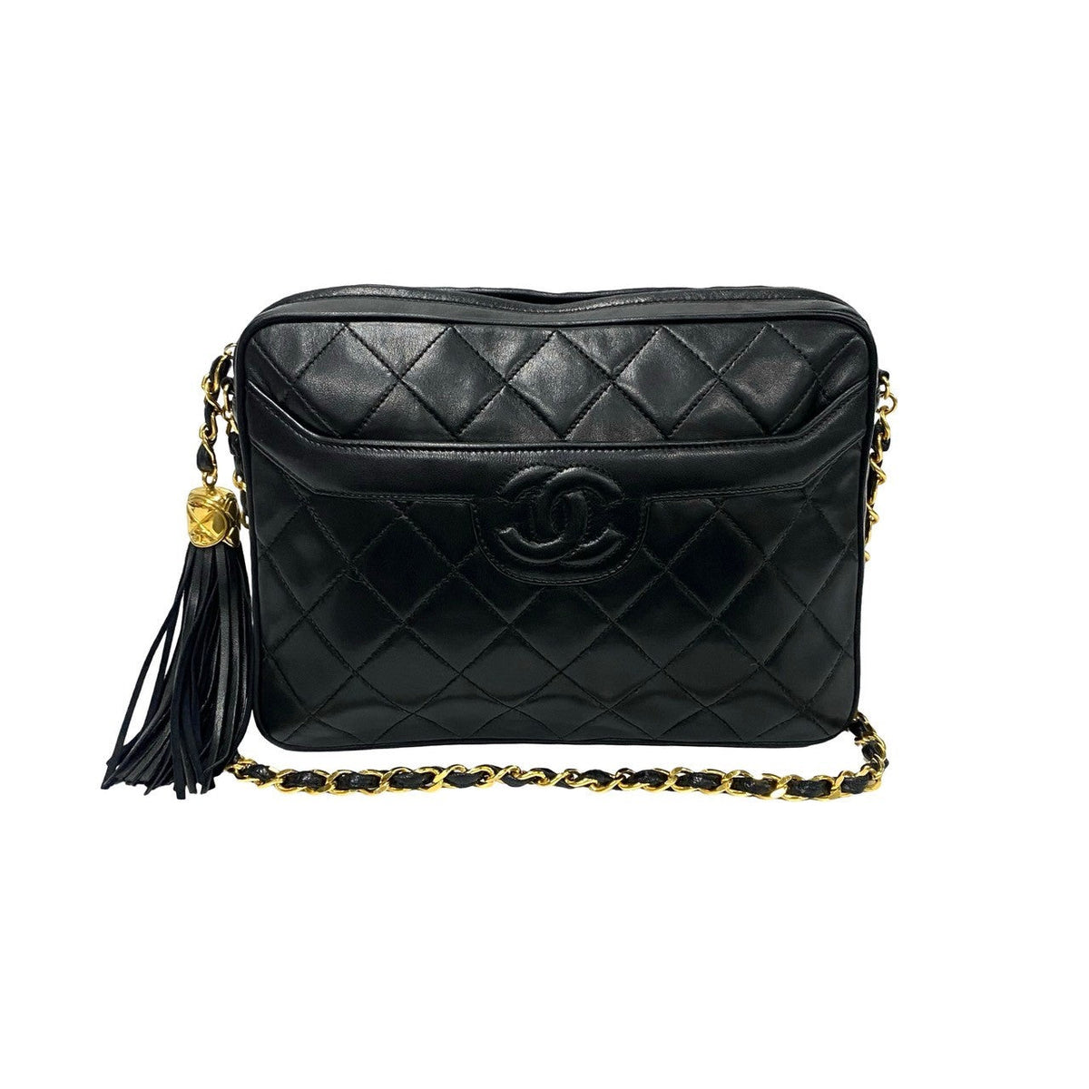CHANEL Shoulder Bag lambskin black Matrasse