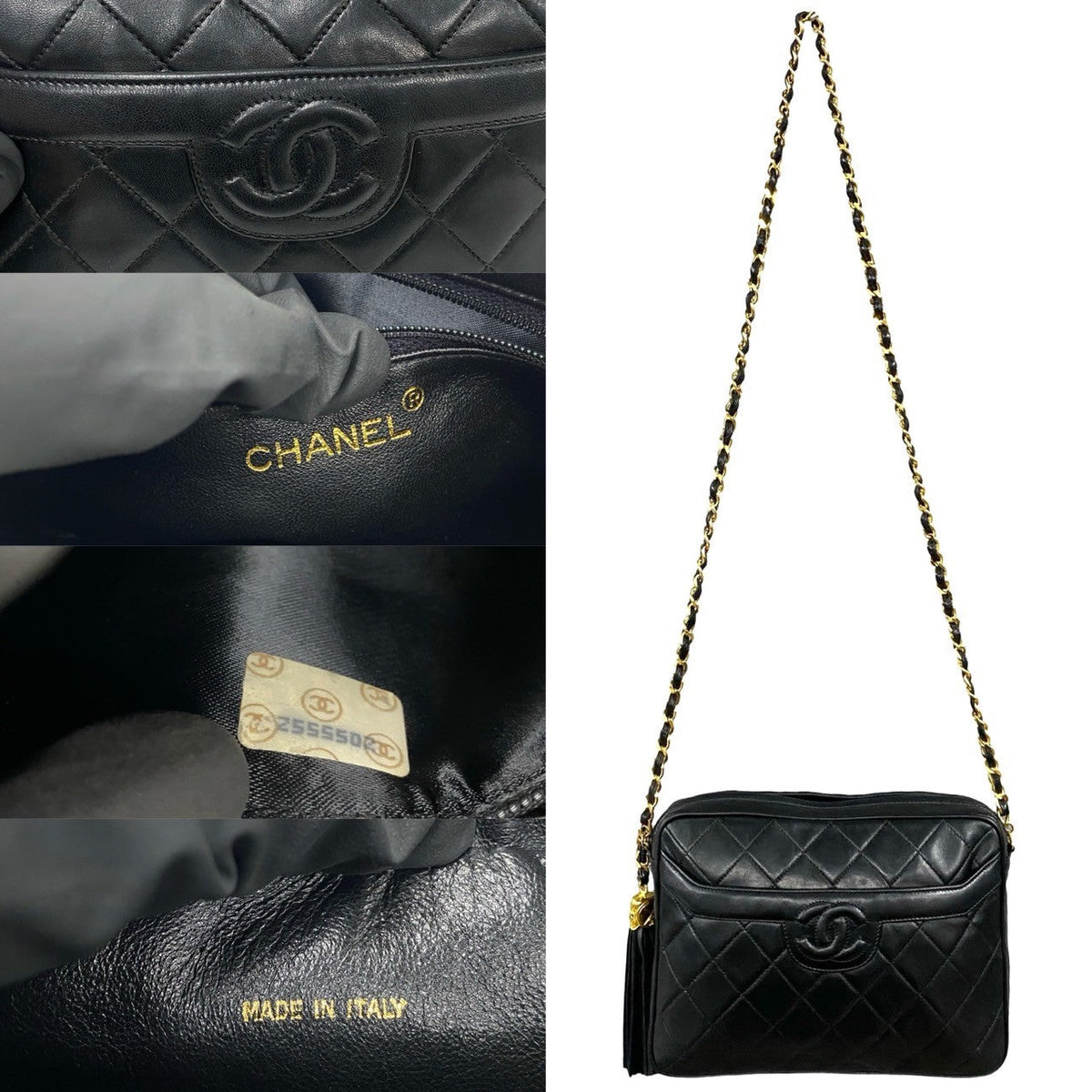 CHANEL Shoulder Bag lambskin black Matrasse