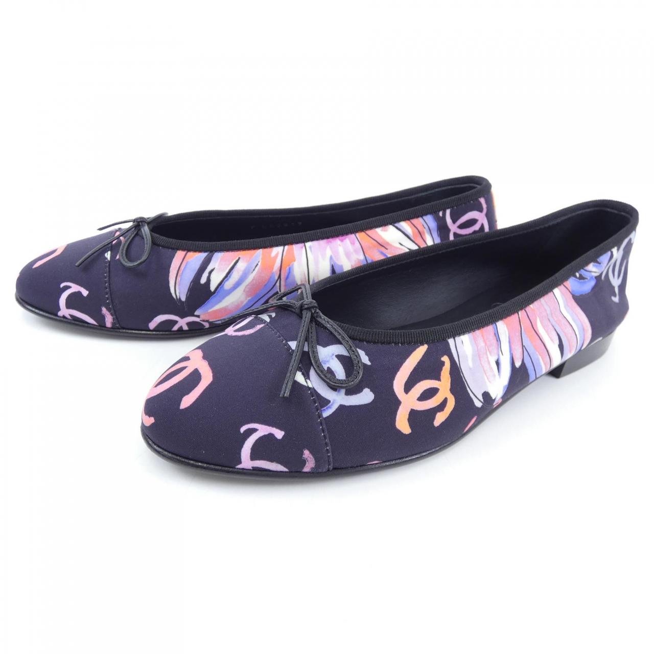 Chanel G02819B16622 Print Stretch Jersey Flat Shoes