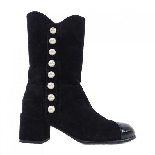 Chanel G31995Y50659 Suede Calfskin Patent Calfskin Boots