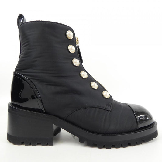 Chanel G45183B13923 Fabric Patent Calfskin Imitation Pearl Boots
