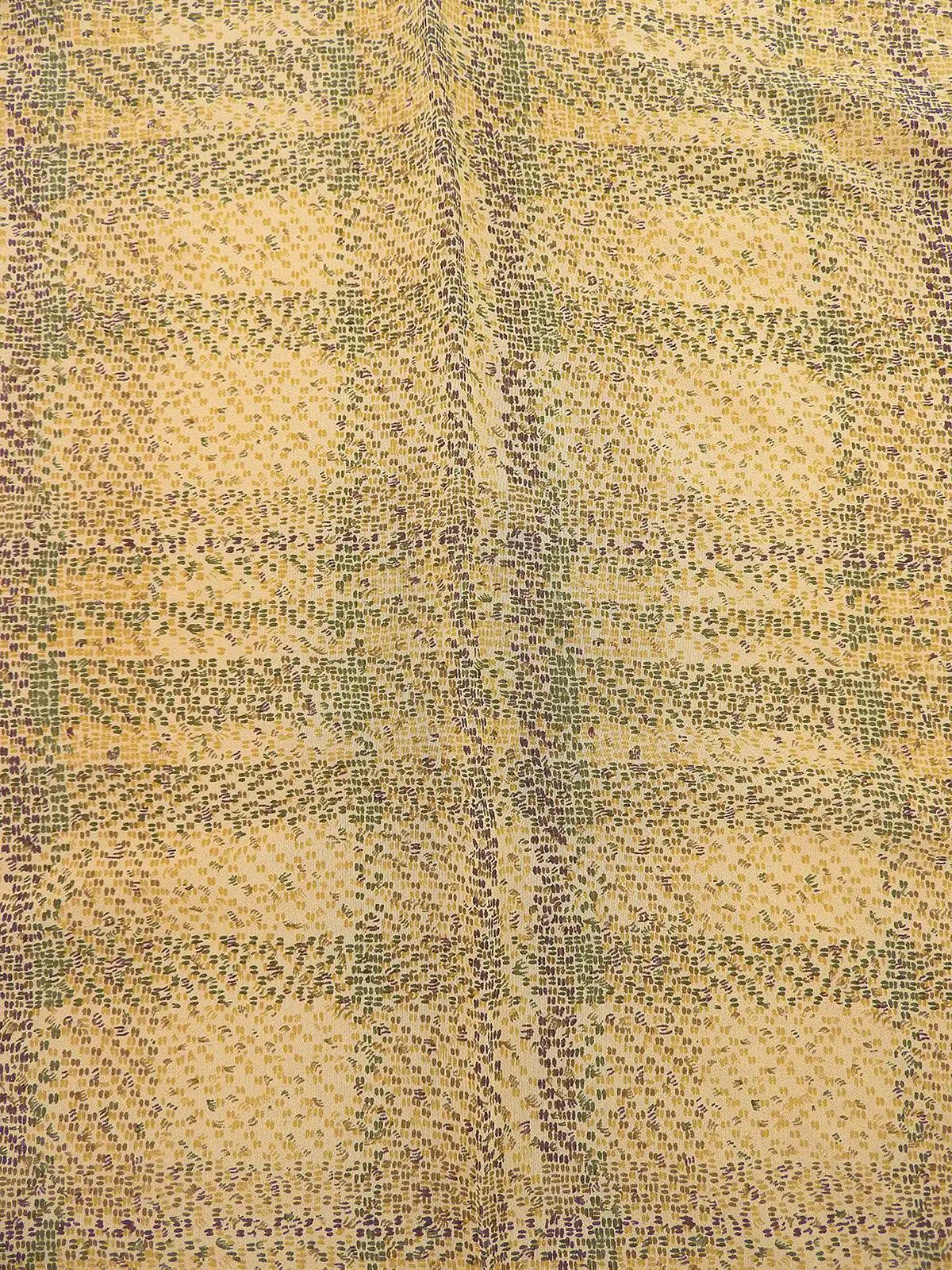 CHANEL Plaid Pattern Scarf Beige
