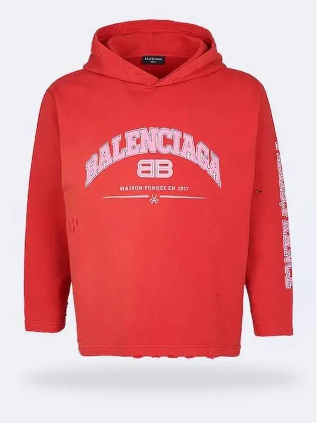 Luxury Balenciaga  BB Logo Hoodie Red
